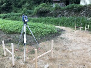 8月29日　ハウス建設丁張測量